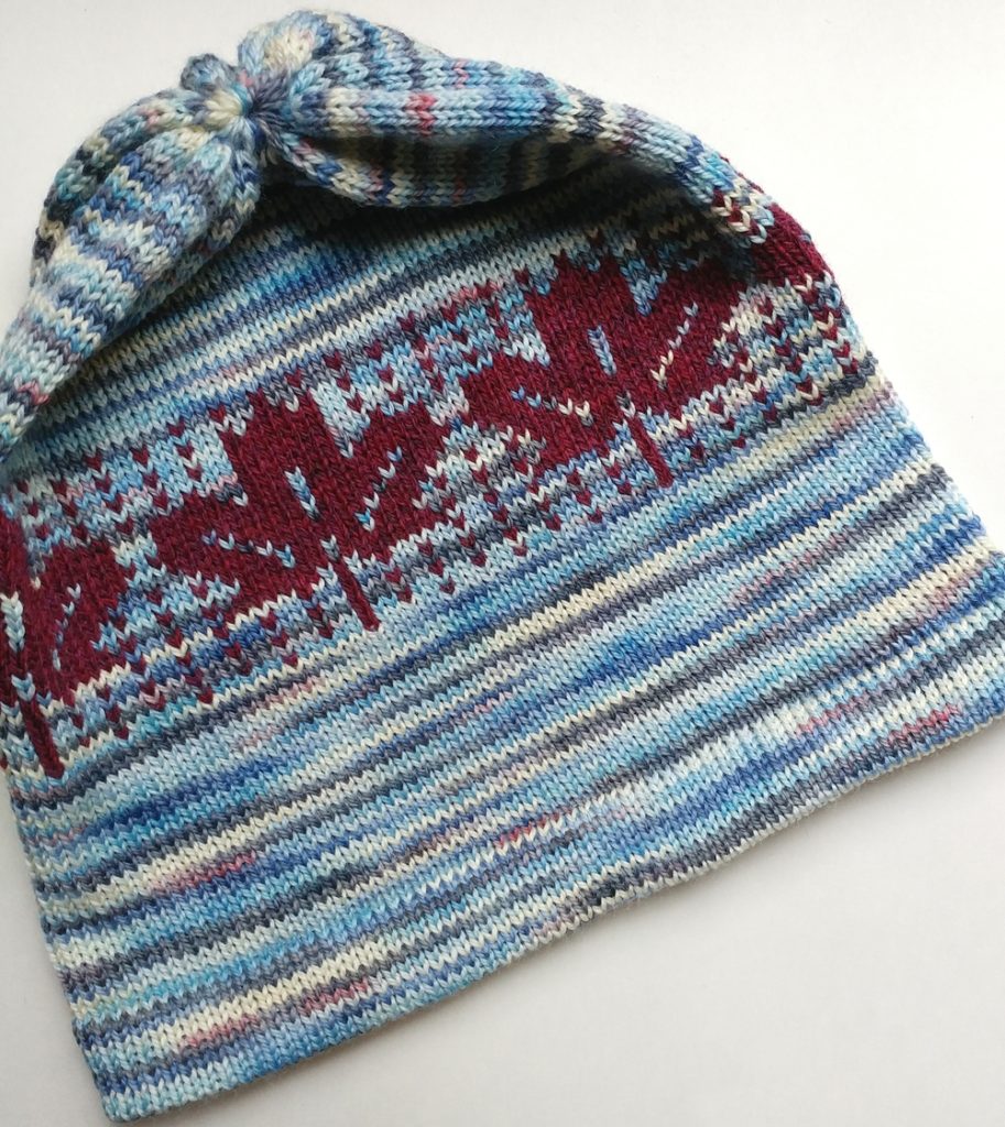 knitted maple leaf hat by Lori Law